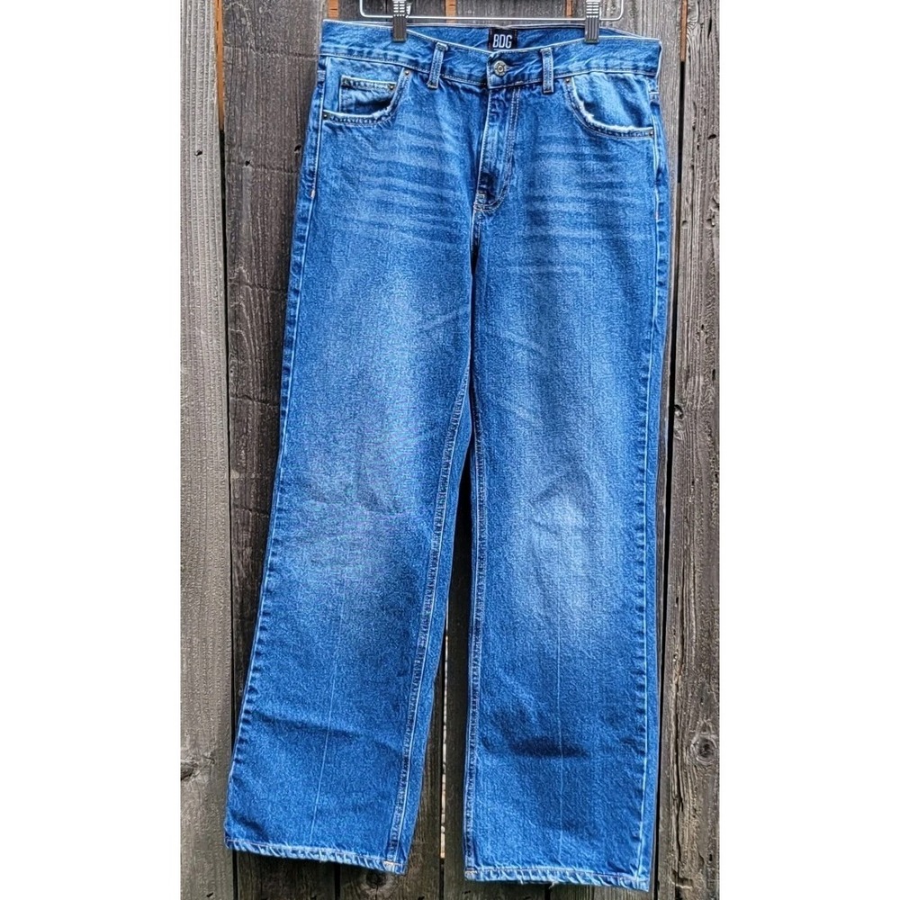 BDG Womens Loose Bootcut Blue Medium Wash Denim Jeans Cotton Size 29